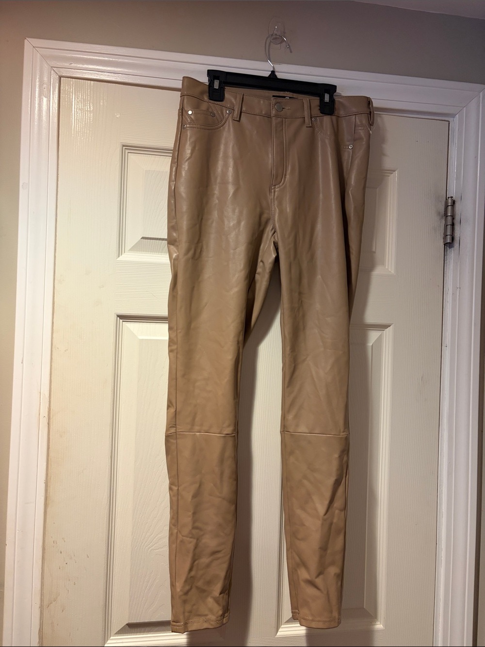 7 For All Mankind Faux Leather Skinny Pants in Tan S